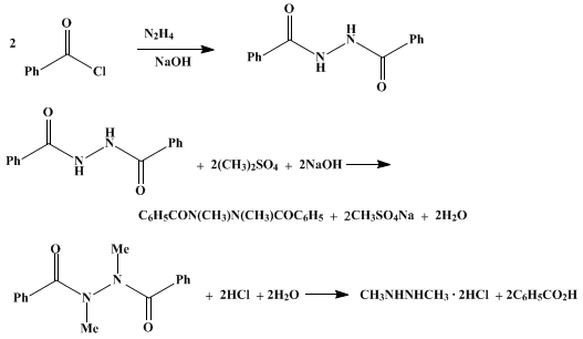 Reaction equation for sym.-DIMETHYLHYDRAZINE DIHYDROCHLORIDE (Hydrazine, 1,2-dimethyl-, dihydrochloride)