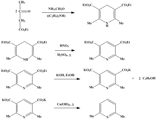 Reaction equation for 2,6-DIMETHYLPYRIDINE (2,6-Lutidine)
