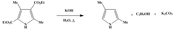 Reaction equation for 2,4-DIMETHYLPYRROLE (Pyrrole, 2,4-dimethyl-)