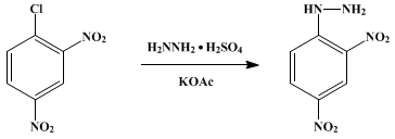 Reaction equation for 2,4-DINITROPHENYLHYDRAZINE (Hydrazine, (2,4-dinitrophenyl)-)