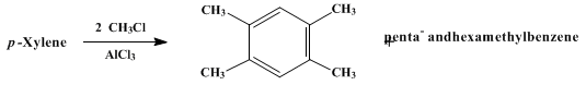 Reaction equation for DURENE (By-products, penta- and hexamethylbenzene)