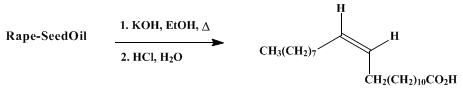 Reaction equation for ERUCIC ACID (Hydrolysis of Rape-Seed Oil)