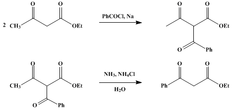 Reaction equation for ETHYL BENZOYLACETATE (Acetic acid, benzoyl-, ethyl ester)