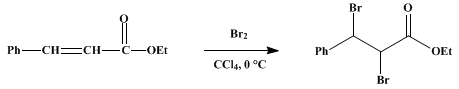 Reaction equation for ETHYL α,β-DIBROMO-β-PHENYLPROPIONATE (Hydrocinnamic acid, α,β-dibromo-, ethyl ester)