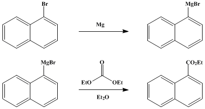 Reaction equation for ETHYL α-NAPHTHOATE (1-Naphthoic acid, ethyl ester)