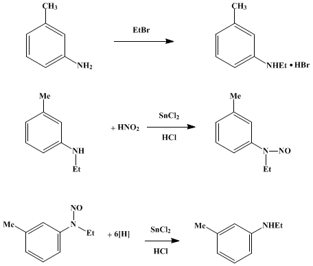 Reaction equation for N-ETHYL-mTOLUIDINE (m-Toluidine, N-ethyl-)