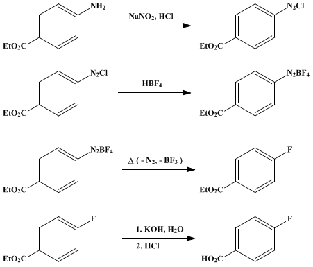 Reaction equation for p-FLUOROBENZOIC ACID (Benzoic acid, p-fluoro-)