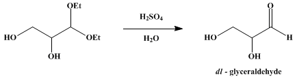 Reaction equation for dl-GLYCERALDEHYDE