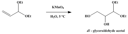 Reaction equation for dl-GLYCERALDEHYDE ETHYL ACETAL