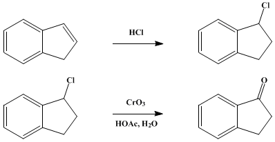 Reaction equation for α-HYDRINDONE (1-Indanone)