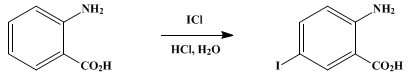 Reaction equation for 5-IODOANTHRANILIC ACID (Anthranilic acid, 5-iodo-)