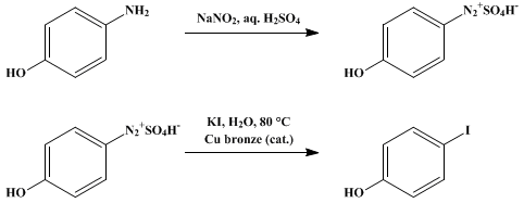Reaction equation for p-IODOPHENOL (Phenol, p-iodo-)