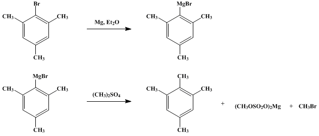 Reaction equation for ISODURENE