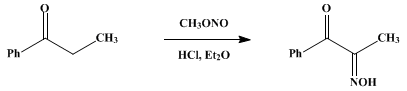 Reaction equation for ISONITROSOPROPIOPHENONE (1,2-Propanedione, 1-phenyl-, 2-oxime)