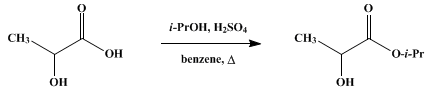 Reaction equation for ISOPROPYL LACTATE (Lactic acid, isopropyl ester)