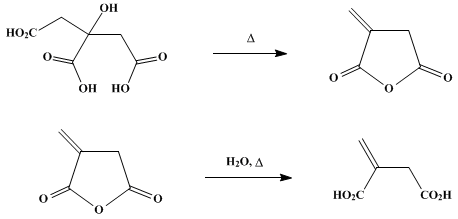 Reaction equation for ITACONIC ANHYDRIDE AND ITACONIC ACID