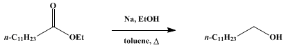 Reaction equation for LAURYL ALCOHOL (Dodecyl alcohol)
