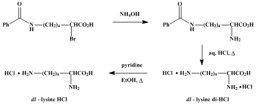 Reaction equation for dl-LYSINE HYDROCHLORIDES