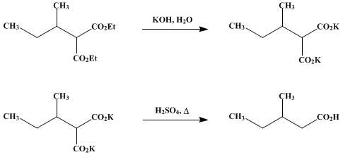 Reaction equation for 3-METHYLPENTANOIC ACID (Valeric acid, β-methyl-)