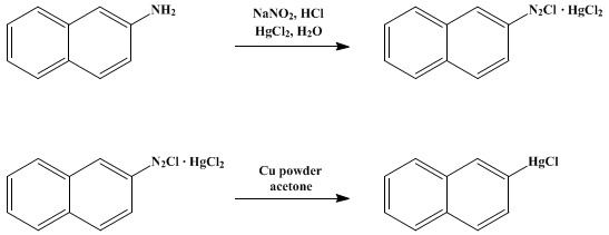 Reaction equation for β-NAPHTHYLMERCURIC CHLORIDE ([Naphthalene, 2-(chloromercuri)-])
