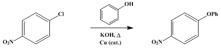 Reaction equation for p-NITRODIPHENYL ETHER (Ether, p-nitrophenyl phenyl,)