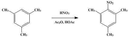 Reaction equation for NITROMESITYLENE (Mesitylene, 2-nitro-)