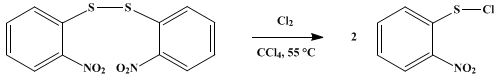 Reaction equation for o-NITROPHENYLSULFUR CHLORIDE (Benzenesulfenyl chloride, o-nitro-)