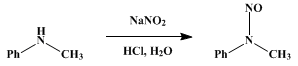 Reaction equation for N-NITROSOMETHYLANILINE (Aniline, N-methyl-N-nitroso-)