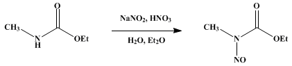 Reaction equation for NITROSOMETHYLURETHANE (Carbamic acid, methylnitroso-, ethyl ester)