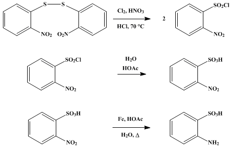 Reaction equation for ORTHANILIC ACID (Benzenesulfonic acid, o-amino-)