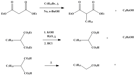 Reaction equation for PELARGONIC ACID