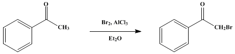 Reaction equation for PHENACYL BROMIDE (Acetophenone, α-bromo-)