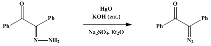 Reaction equation for PHENYLBENZOYLDIAZOMETHANE (Acetophenone, α-diazo-α-phenyl-)