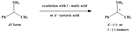 Reaction equation for d- AND l-α-PHENYLETHYLAMINE (Benzylamine, α-methyl-, d- and l-)