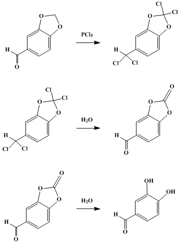 Reaction equation for PROTOCATECHUALDEHYDE
