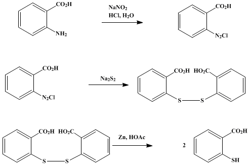 Reaction equation for THIOSALICYLIC ACID (Benzoic acid, o-mercapto-)