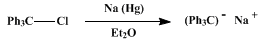 Reaction equation for TRIPHENYLMETHYLSODIUM (Sodium, triphenylmethyl-)