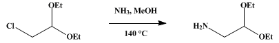 Reaction equation for AMINOACETAL (Acetaldehyde, amino-, diethyl acetal)
