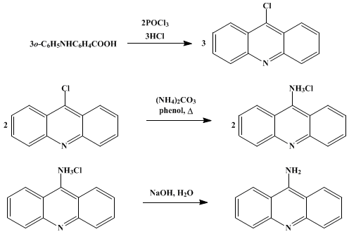 Reaction equation for 9-AMINOACRIDINE (Acridine, 9-amino-)