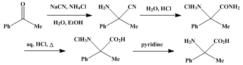 Reaction equation for dl-α-AMINO-α-PHENYLPROPIONIC ACID (Alanine, α-phenyl-, dl-)