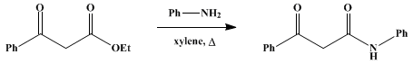 Reaction equation for BENZOYLACETANILIDE (Acetanilide, α-benzoyl-)