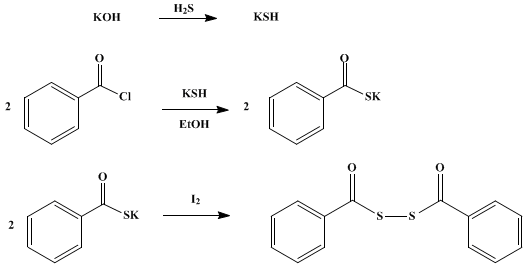 Reaction equation for BENZOYL DISULFIDE