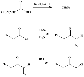 Reaction equation for BENZYL CHLOROMETHYL KETONE (2-Propanone, 1-chloro-3-phenyl-)