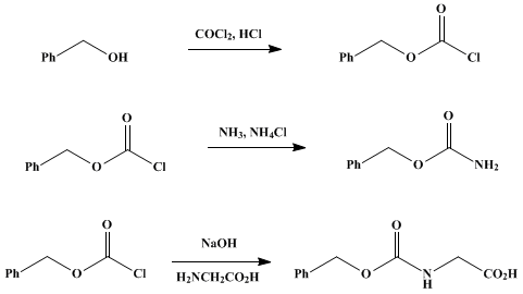 Reaction equation for CARBOBENZOXY CHLORIDE AND DERIVATIVES (Formic acid, chloro-, benzyl ester)
