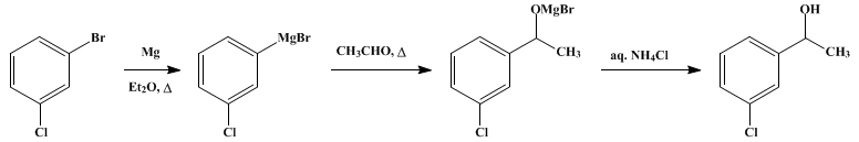 Reaction equation for m-CHLOROPHENYLMETHYLCARBINOL (Benzyl alcohol, m-chloro-α-methyl-)