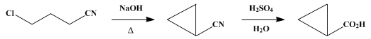 Reaction equation for CYCLOPROPANECARBOXYLIC ACID