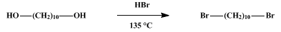 Reaction equation for DECAMETHYLENE BROMIDE (Decane, 1,10-dibromo-)