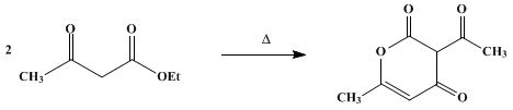 Reaction equation for DEHYDROACETIC ACID
