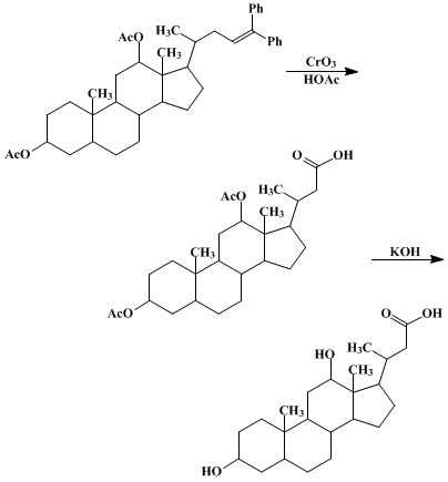 Reaction equation for nor-DESOXYCHOLIC ACID (3,12-Dihydroxy-nor-cholanic acid)