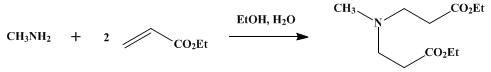 Reaction equation for DI-β-CARBETHOXYETHYLMETHYLAMINE (Propionic acid, β,β'-(methylimino)di-, diethyl ester)